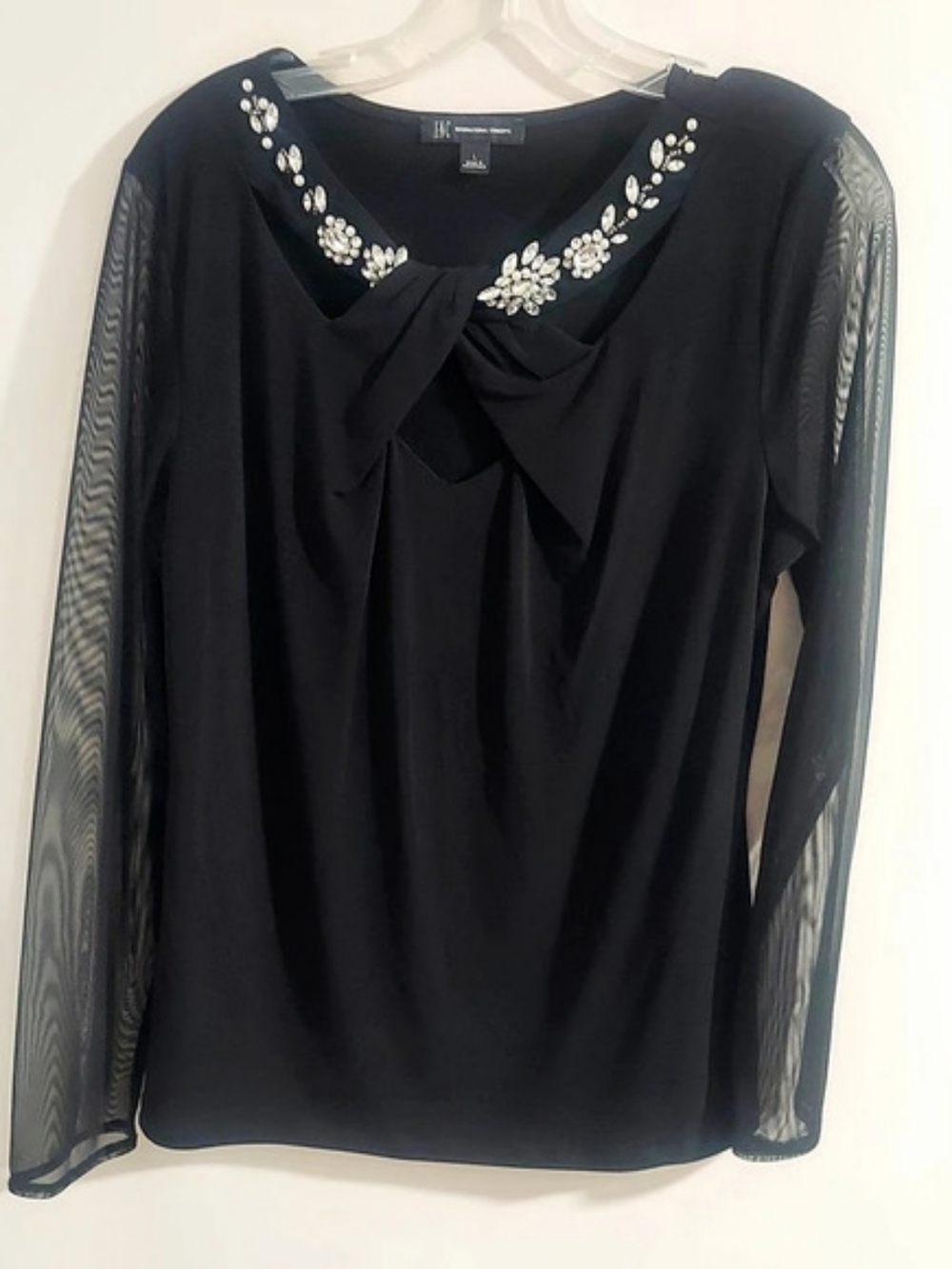 Black Embellished Long Sleeve Blouse Like New